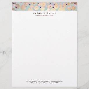 Papel Timbrado Círculos Dourados Confetti Beauty Salon Colorido