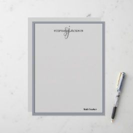 Papel Timbrado Citação elegante com nome do professor em moldura