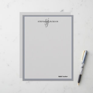 Papel Timbrado Citação elegante com nome do professor em moldura 