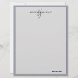 Papel Timbrado Citação elegante com nome do professor em moldura 
