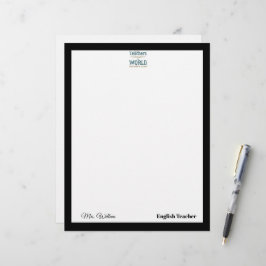 Papel Timbrado Citação elegante do nome do professor quadro branc
