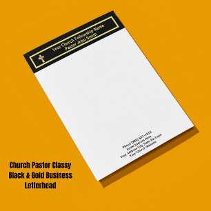 Papel Timbrado Classe Negra de Pastor de Igreja Empresa 