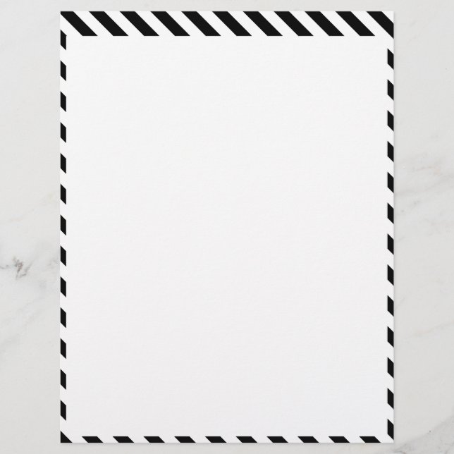 Papel Timbrado Classic White and Black Stripe Pattern Stylish (Frente)