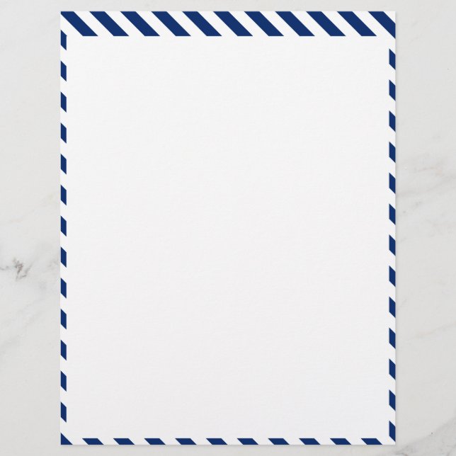 Papel Timbrado Classic White and Navy Stripe Pattern Stylish (Frente)