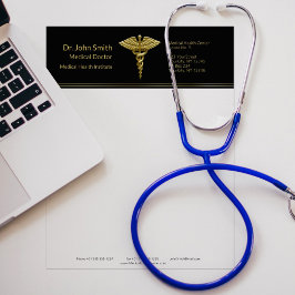 Papel Timbrado Clássico Caduco Dourado Médico a Preto - Cabeça