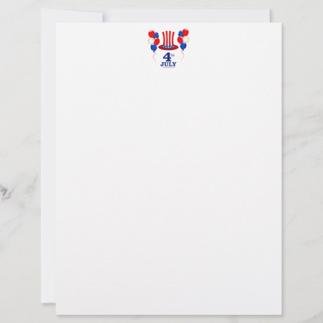 Papel Timbrado Clássico do dia da Independência de 4 de julho do  (Frente)