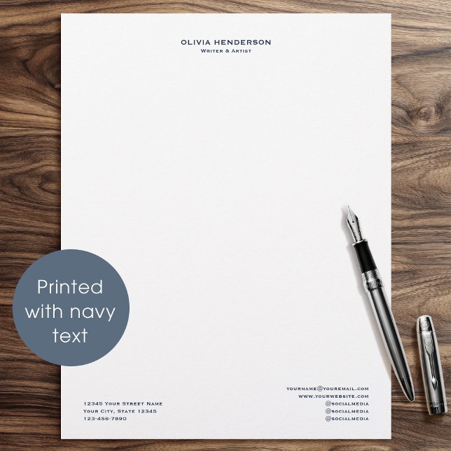 Papel Timbrado Clássico & Elegante Azul Marinho Profissional (Criador carregado)