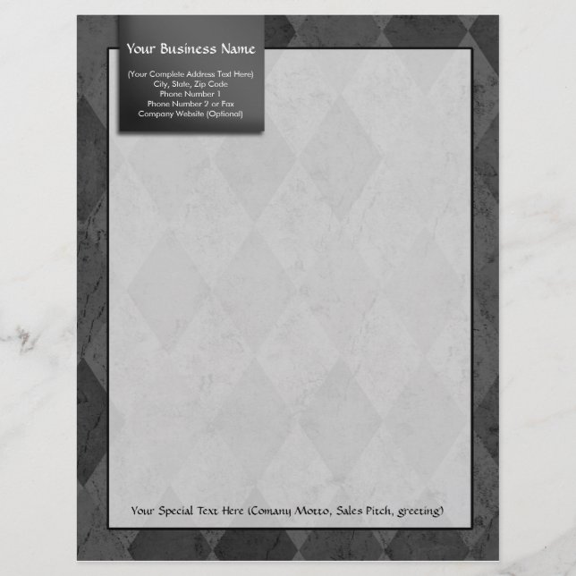 Papel Timbrado Clássico Negro Argyle Letterhead (Frente)