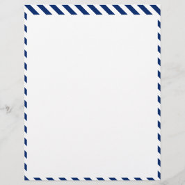 Papel Timbrado Clássico Padrão de Listras Brancas e Azuis Elegant
