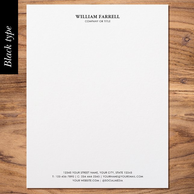 Papel Timbrado Clássico profissional preto tradicional (Criador carregado)