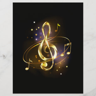 Papel Timbrado Clave de Sol de Música Dourada