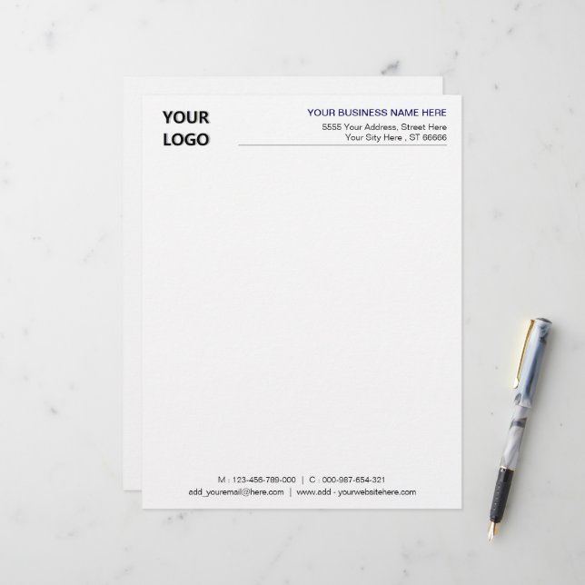 Papel Timbrado Código QR personalizado - Cabeçalho comercial com  (Frente/Verso In Situ)