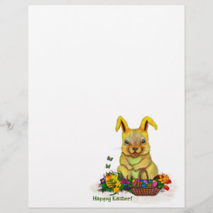 Papel Timbrado Coelho da Páscoa com Ovos e Flores