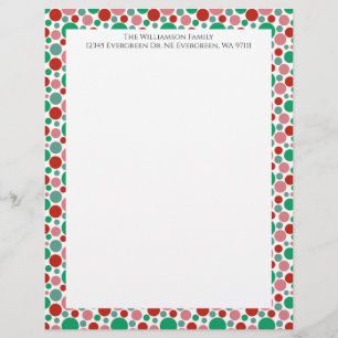 Papel Timbrado Colorido Moderno Festivo Pontos Verde Vermelho Ros