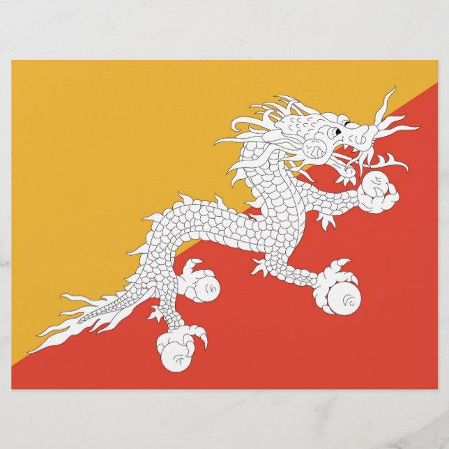 Papel Timbrado com a Bandeira do Butão (Frente)