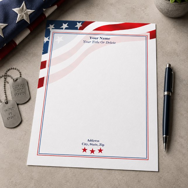 Papel Timbrado com Bandeira Ondulada Patriótica Am (Criador carregado)