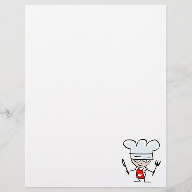 Papel timbrado com desenho de chef - Papelaria de  (Frente)