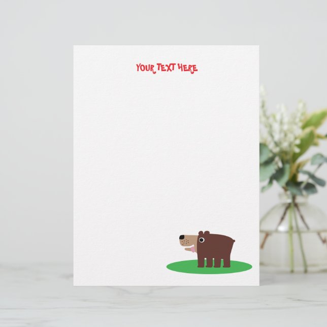Papel timbrado com desenho de urso fofo para festa (Em pé/Frente)
