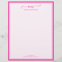 Papel Timbrado com Letra Vibrante Rosa