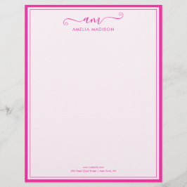 Papel Timbrado com Letra Vibrante Rosa