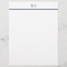 Papel Timbrado com Monograma de Barra Azul Marinho