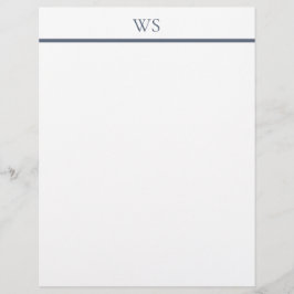 Papel Timbrado com Monograma de Barra Azul Marinho