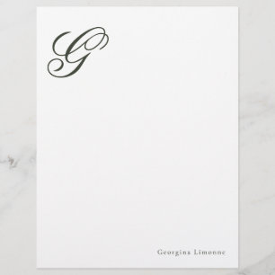 Papel Timbrado com Monograma Floresta Verde em Gra
