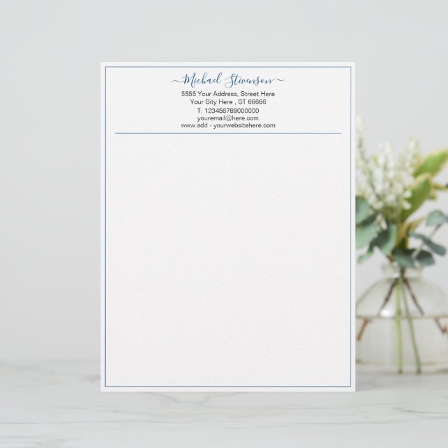 Papel Timbrado com Texto e Cores Personalizados pa (Em pé/Frente)