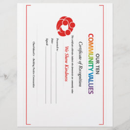 Papel Timbrado Community Kindness Certificate 8.5x11 Letterhead