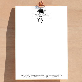 Papel Timbrado Compro de Flor Botânica Florista Preto Elegante