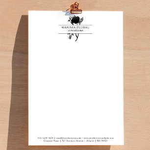 Papel Timbrado Compro de Flor Botânica Florista Preto Elegante