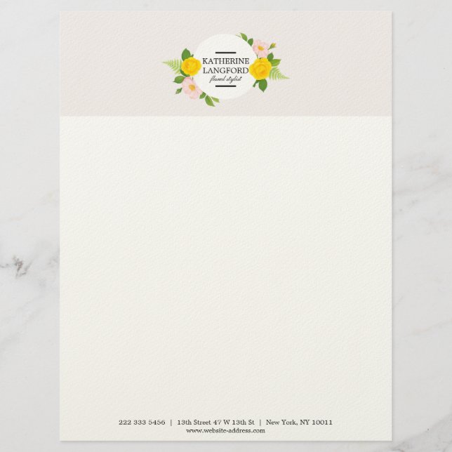 Papel Timbrado Conjunto de negócios Salão de beleza Floral mínimo (Frente)