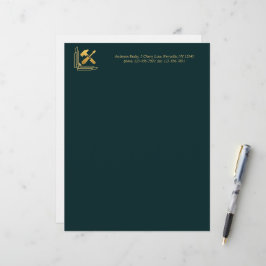 Papel Timbrado Construção Moderna de Edifícios Dourado & Preto