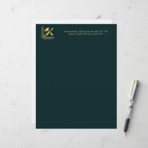 Papel Timbrado Construção Moderna de Edifícios Dourado & Preto