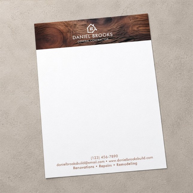 Papel Timbrado Construtor Geral de Madeira Rústica (Criador carregado)