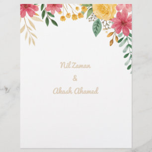 Papel Timbrado Convite de Chuveiro de Noiva com Nome Duplo Floral