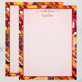 Papel Timbrado Cor d'água laranja e Abstrato vermelho do tamanho 