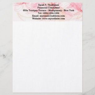 Papel Timbrado Cor d'água rosa do Pastel