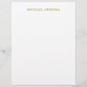 Papel Timbrado Cor dourada e branca Minimalista Simples Moderna P