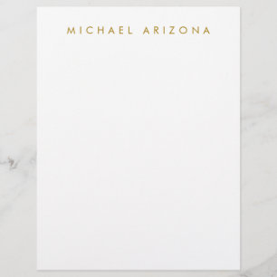 Papel Timbrado Cor dourada e branca Minimalista Simples Moderna P