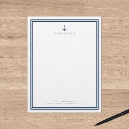 Papel Timbrado Cor Personalizada Moderno Clássico Âncora Personal