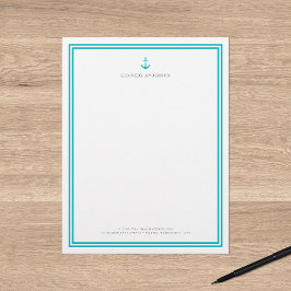 Papel Timbrado Cor Personalizada Moderno Clássico Âncora Personal