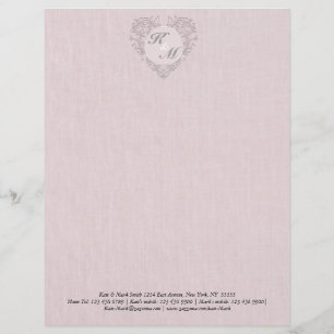 Papel Timbrado Coração das Damascos Linen Cor-de-Rosa Hearty