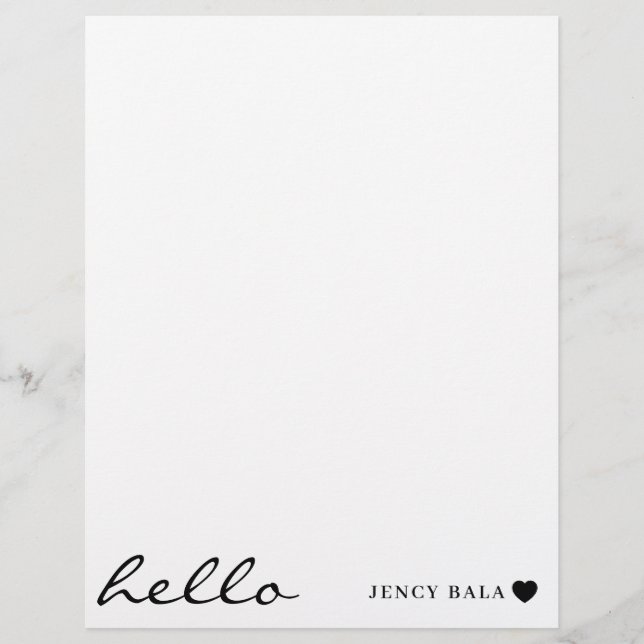 Papel Timbrado Coração Minimal Branco | Design Simples de Olá Mod (Frente)