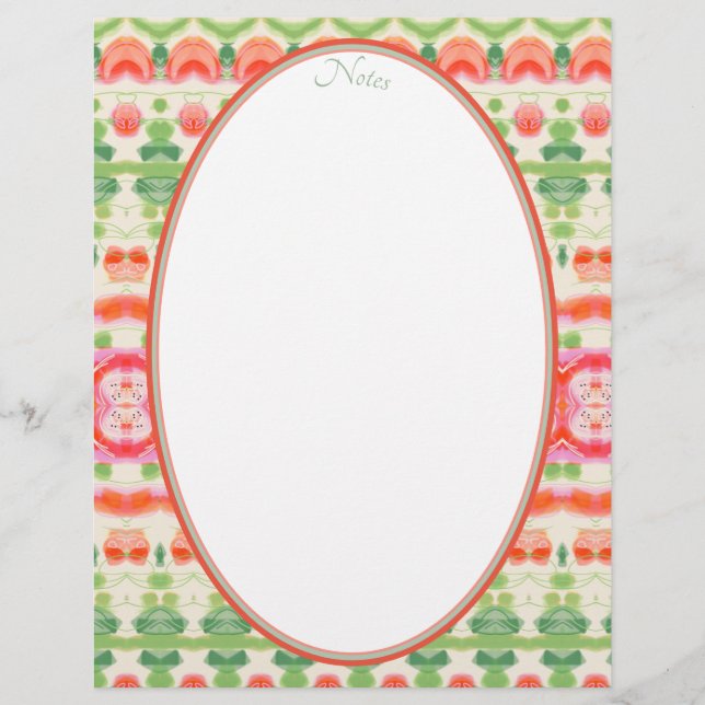 Papel Timbrado Coral rosa verde e bege (Frente)