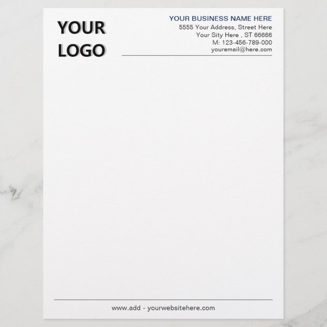 Papel Timbrado Cores personalizadas Fontes Letterhead Seu Design  (Frente)