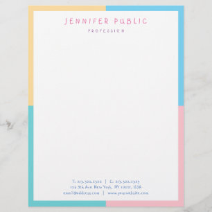 Papel Timbrado Creative Beautiful Pink Yellow Blue Green Modern