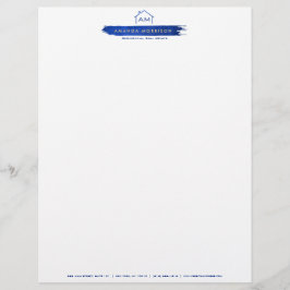 Papel Timbrado Creative Realtor Real Estate Paint Swash Azul