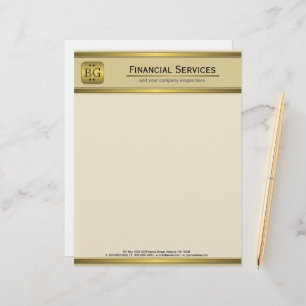 Papel Timbrado Creme Dourado Plate Accounting Business Letterhead