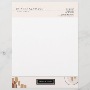 Papel Timbrado Creme Simples Moderno e Tons da Terra Abstrato